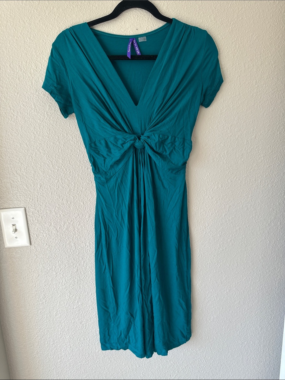 Seraphine Teal Knot-Front V-Neck Maternity Dress
